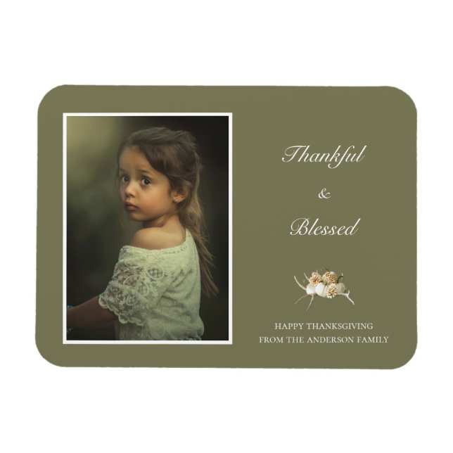 Ímã Foto Personalizada de Ação de Graças (Horizontal)