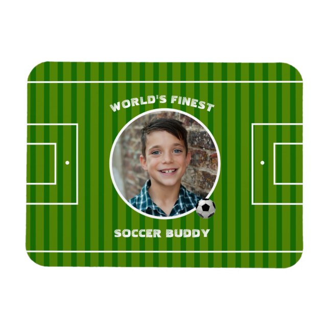 Ímã Foto personalizada de campo do futebol verde moder (Horizontal)