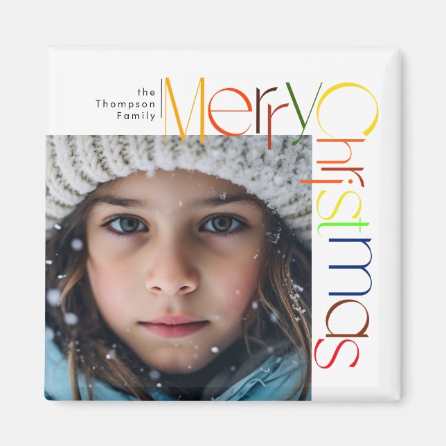 Imã Foto personalizada de cartas de Natal feliz (Frente)