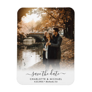 Ímã Foto personalizada de casamento de script salve a 