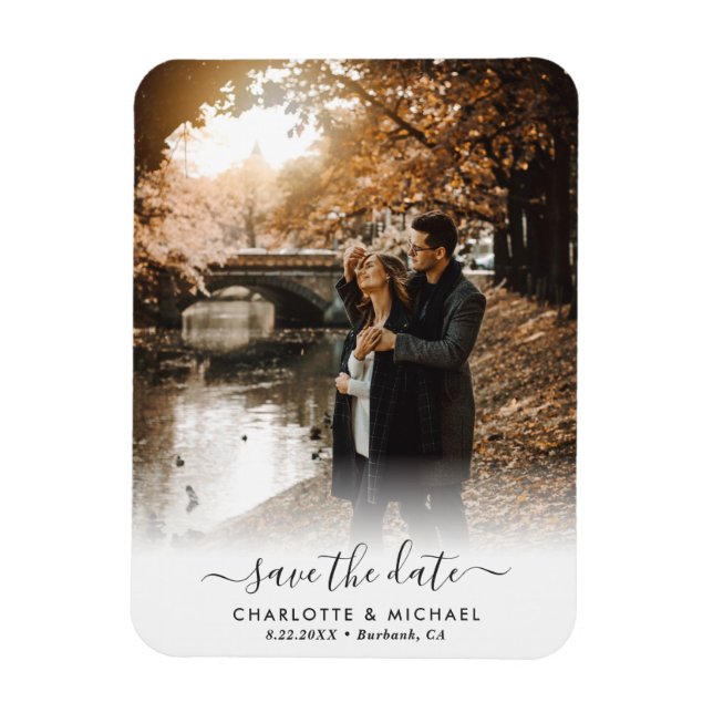 Ímã Foto personalizada de casamento de script salve a  (Vertical)