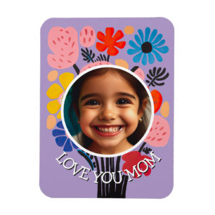 Ímã Foto Personalizada De Dia de as mães Te Ama As Flo