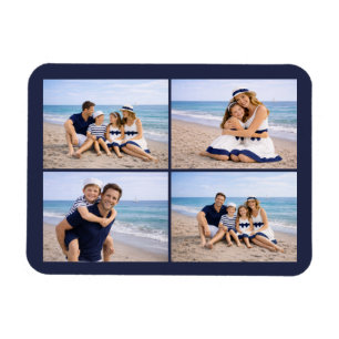 Ímã Foto Personalizada de Família Azul Naval Náutico