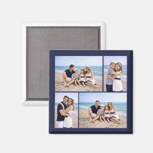 Imã Foto Personalizada de Família Azul Naval Náutico