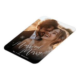 Ímã Foto personalizada de Natal casada e feliz