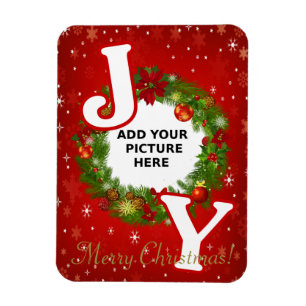 Ímã Foto personalizada de Natal JOY adicione sua image