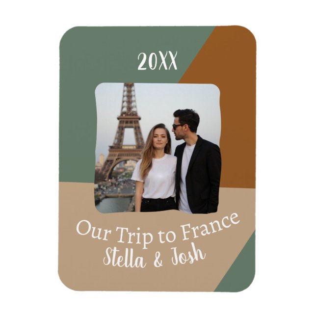Ímã Foto personalizada de nossa viagem à France Souven (Vertical)