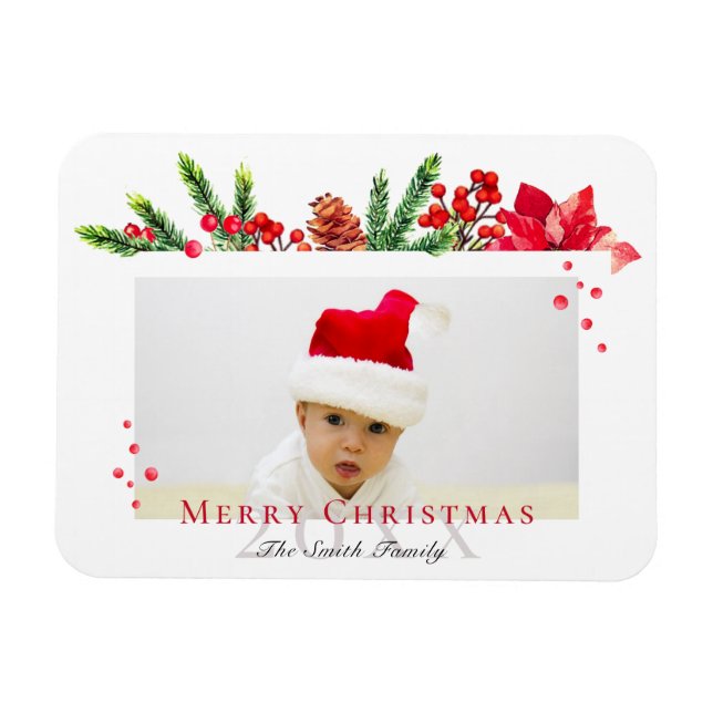Ímã Foto personalizada de quadro de natal adorável (Horizontal)