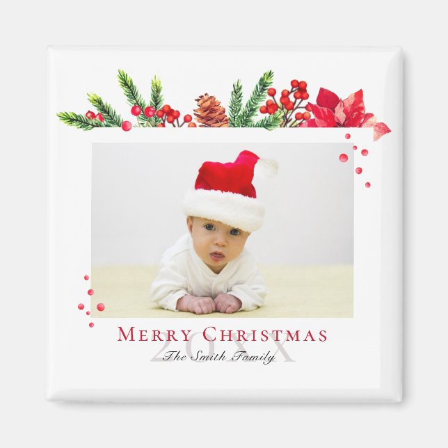 Imã Foto personalizada de quadro de natal adorável (Frente)