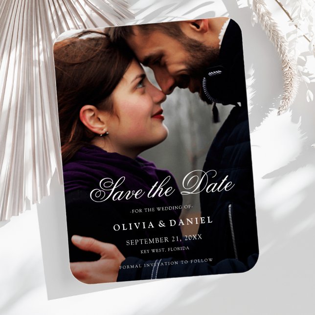 Ímã Foto personalizada de script legante Salvar o casa (Save the Date Photo Wedding Magnet)