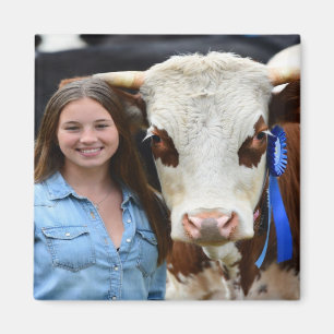 Imã Foto Personalizada de Vaca de Exposição de Gado