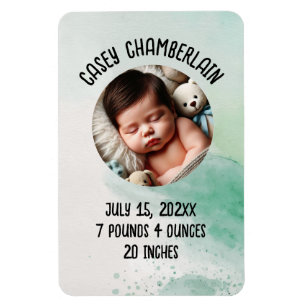 Ímã foto personalizada do bebê recém-nascido splash aq