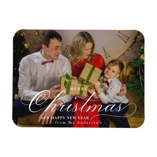 Ímã Foto personalizada do Feliz ano novo de Natal Clas (Horizontal)