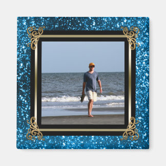 Imã Foto personalizada do Instagram Dourada Glitter Az