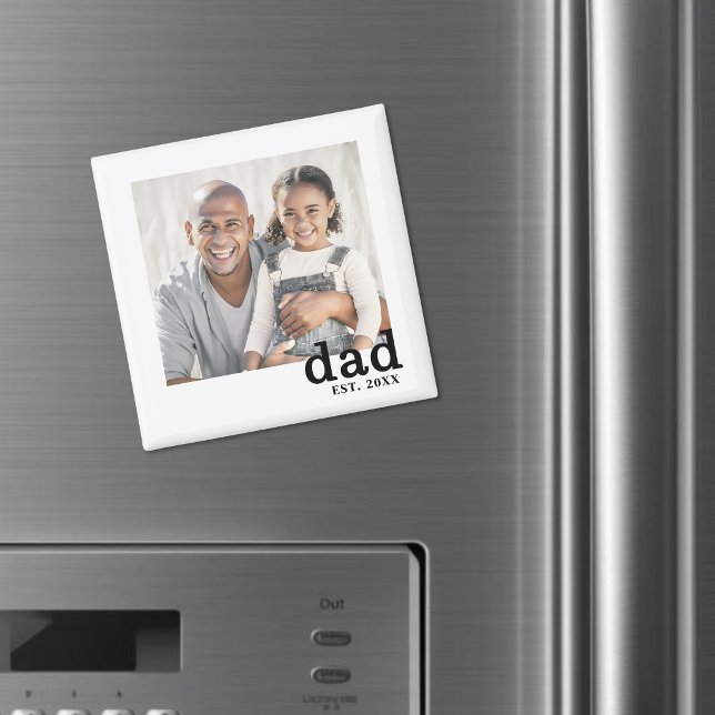 Imã Foto Personalizada do Papai Estabelecido (Personalized Dad Established Photo Magnet)