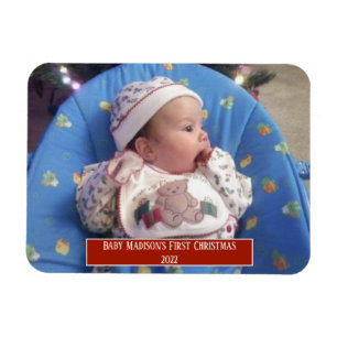 Ímã Foto personalizada do primeiro Natal do bebê