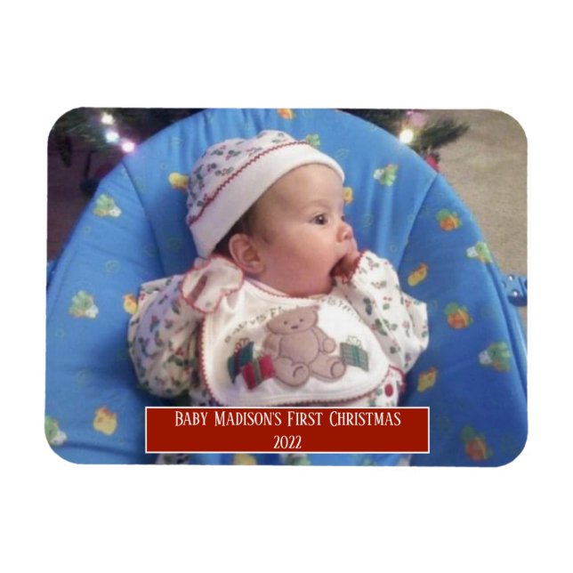 Ímã Foto personalizada do primeiro Natal do bebê (Horizontal)