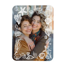 Ímã Foto personalizada do quadro de conchas brancas