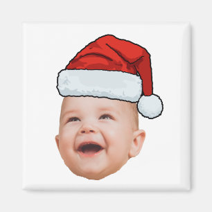 Imã Foto personalizada do rosto do bebê Papai Noel Nat