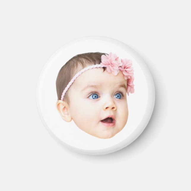 Imã Foto Personalizada do Rosto Fofo de Bebê (Frente)