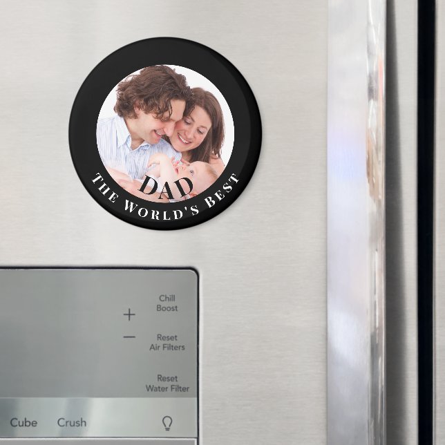 Imã Foto Personalizada em Círculo Preto Melhor Pai (In Situ (Fridge))