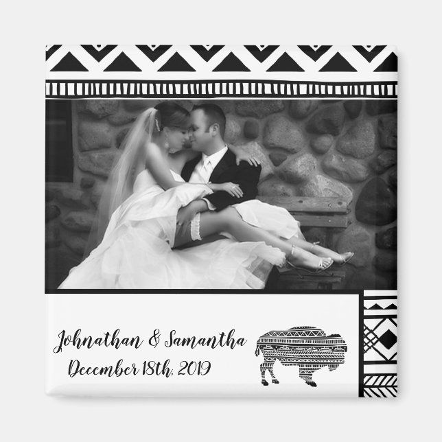Imã Foto personalizada Magnet Boho Buffalo - Patente T (Frente)