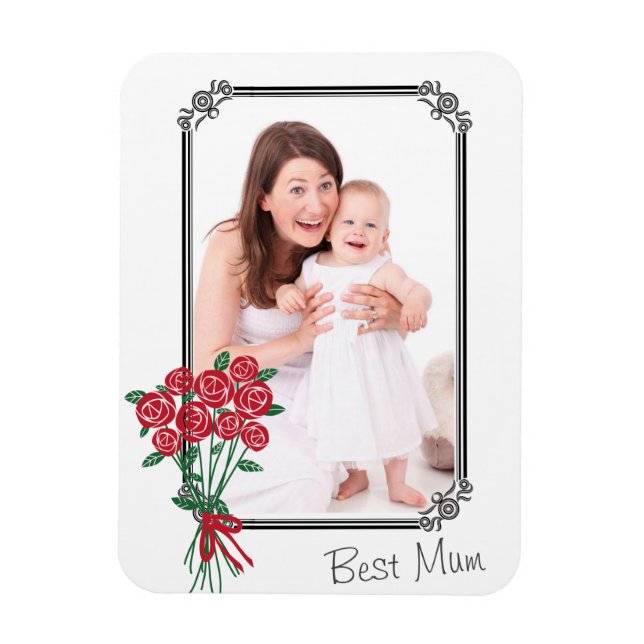 Ímã Foto personalizada Melhor Mãe Rose Bouquet (Vertical)