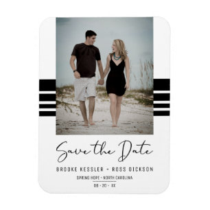 Ímã Foto personalizada mínima e simples preta, recém-e