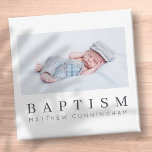 Imã Foto personalizada minimalista moderna do batismo<br><div class="desc">Design é composto por tipografia divertida e divertida com fontes sans serif e serif. Adicionar uma foto personalizada.</div>