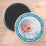 Imã Foto personalizada moderna do batismo sagrado<br><div class="desc">Este design simples e moderno é composto por tipografia de serifa e adiciona uma foto personalizada.</div>