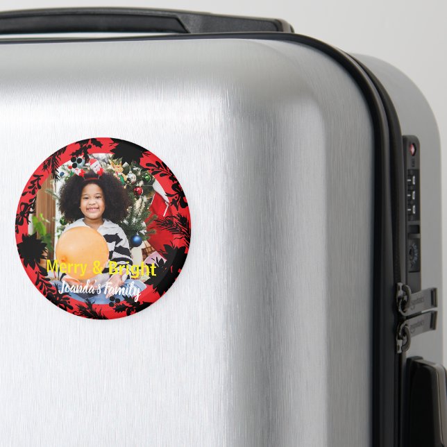 Imã Foto personalizada - Natal brilhante da Feliz Verm (In Situ (Luggage))