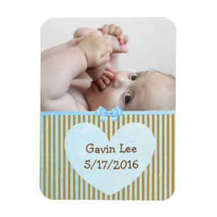 Ímã Foto personalizada para bebê Magnet Brown & Blue S