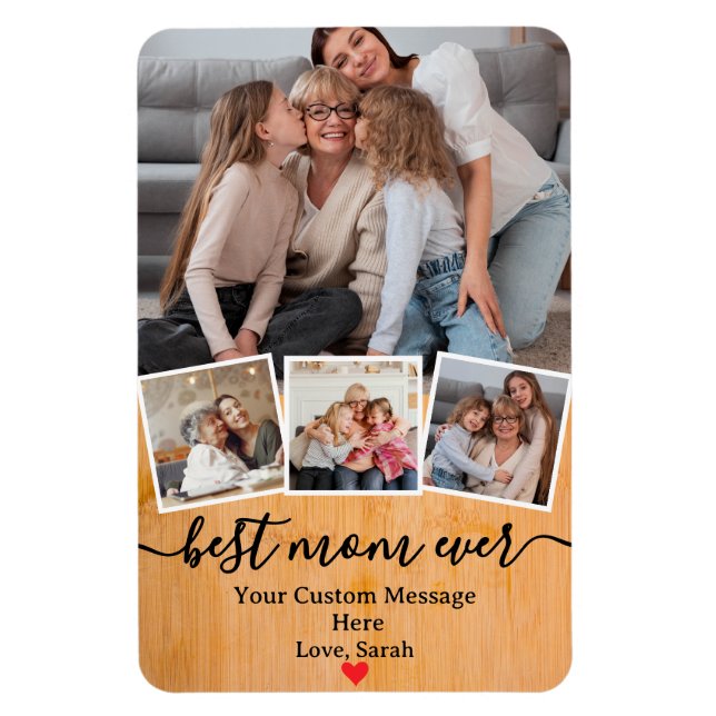 Ímã Foto personalizada para o melhor dia da mãe (Vertical)