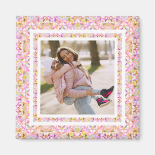 Imã Foto personalizada Pastel rosa feliz Dia da Mãe Ve