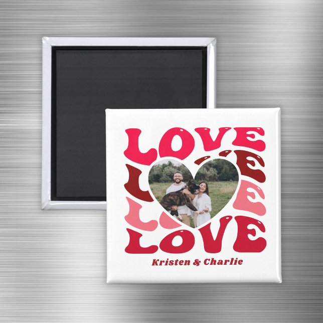 Imã Foto personalizada personalizada do coração do Dia (Personalized Valentine's Day Heart Custom Photo Magnet
)