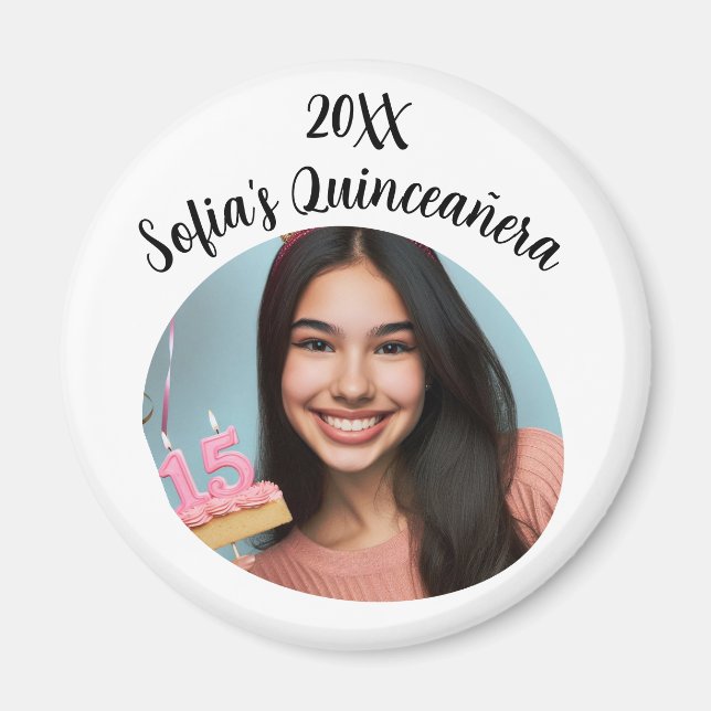 Imã Foto Personalizada Quinceañera Birthday Keepsa (Frente)
