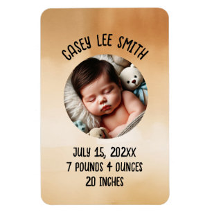 Ímã foto personalizada recém-nascido bebê bege aquarel