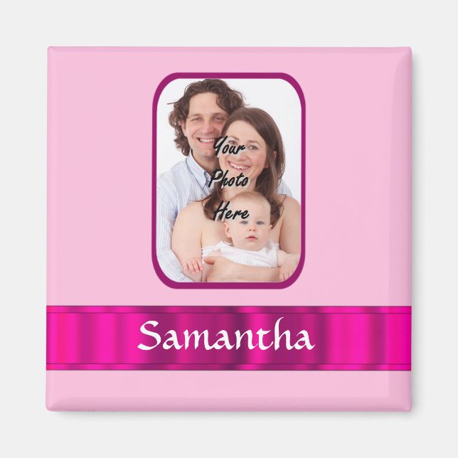 Imã Foto personalizada rosa (Frente)