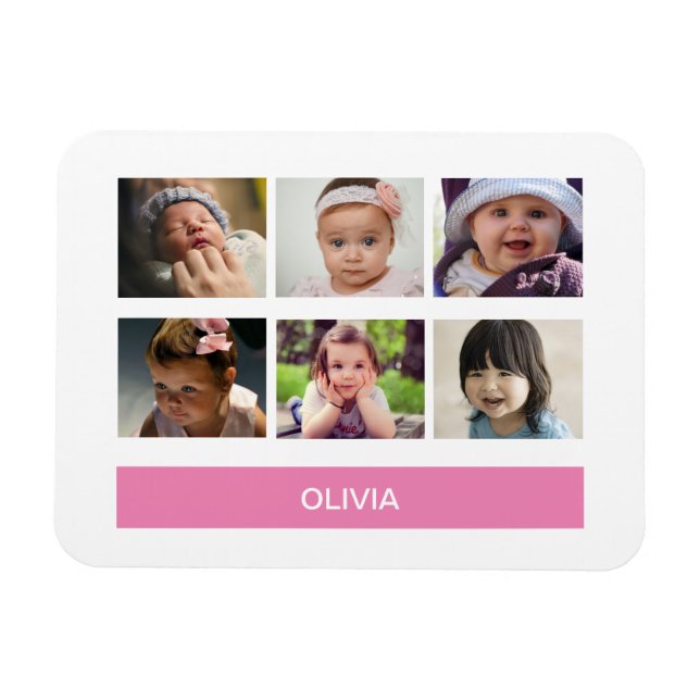 Ímã Foto personalizada rosa colado - Personalizada (Horizontal)