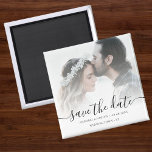 Imã Foto personalizada Salvar o casamento de data<br><div class="desc">Foto personalizada "salve a data" do imã de casamento com cobertura branca.</div>