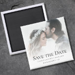 Imã Foto personalizada Salvar o casamento de data<br><div class="desc">Foto personalizada "salve a data" do imã de casamento com cobertura branca.</div>