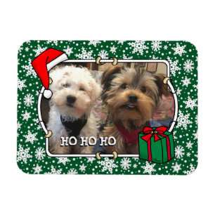 Ímã Foto personalizada Santa Hat Pet HO HO