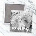 Imã Foto personalizada simples e russa moderna<br><div class="desc">Este design simples e clássico é composto por uma tipografia cursiva divertida e adiciona uma foto personalizada do seu animal de estimação.</div>