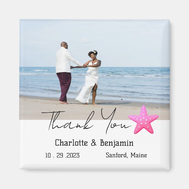 Imã Foto Personalizada: Starfish: Favor de Casamento d (Frente)