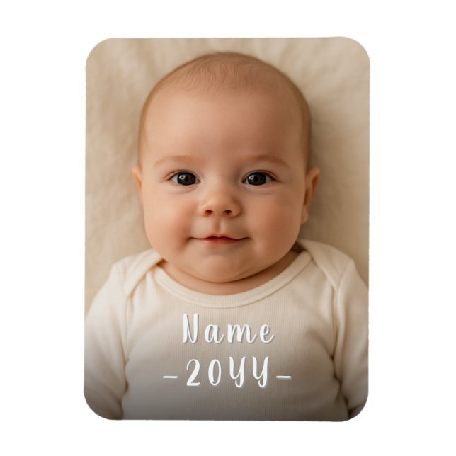 Ímã Foto personalizada única moderna para bebê com tex (Vertical)