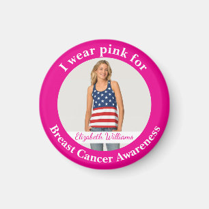 Imã Foto personalizada use rosa para conscientização d