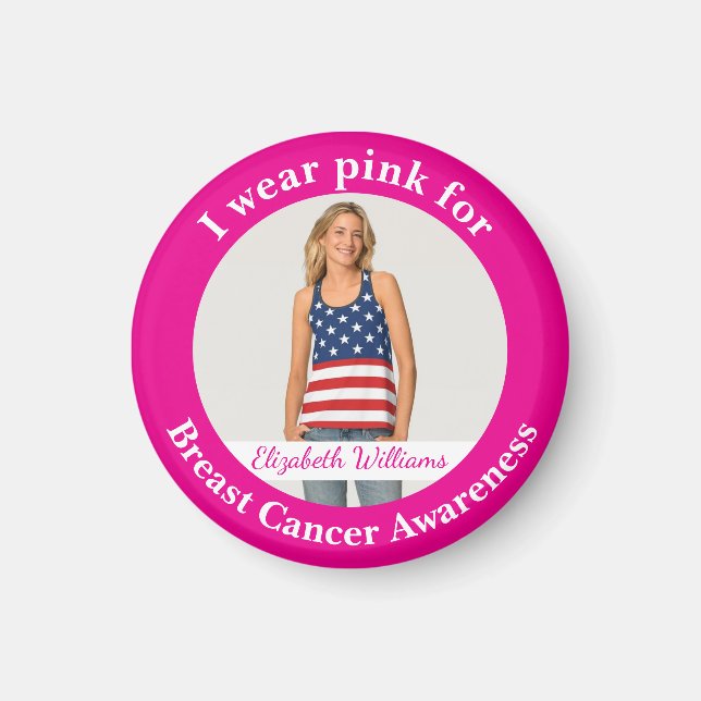 Imã Foto personalizada use rosa para conscientização d (Frente)