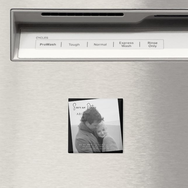 Imã Foto Preto e Branco Casamento Save the Date Modern (In Situ (Dishwasher))