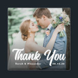 Imã Foto Rascunho Negrito Branco Obrigado Casamento<br><div class="desc">Ímã de Foto de Casamento Simples Moderno com Letra Branca e Elegante.</div>