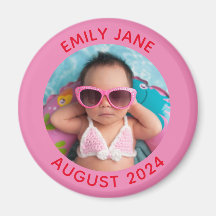 Foto Redonda Personalizada da Família em Rosa e Ve